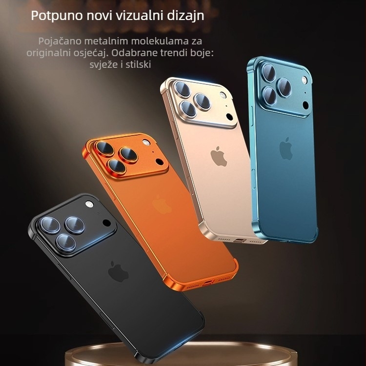 Metalna podloga s četiri kuta za futrolu iPhone 17 Pro Max, ultra-tanki zaštitnik leće bez okvira