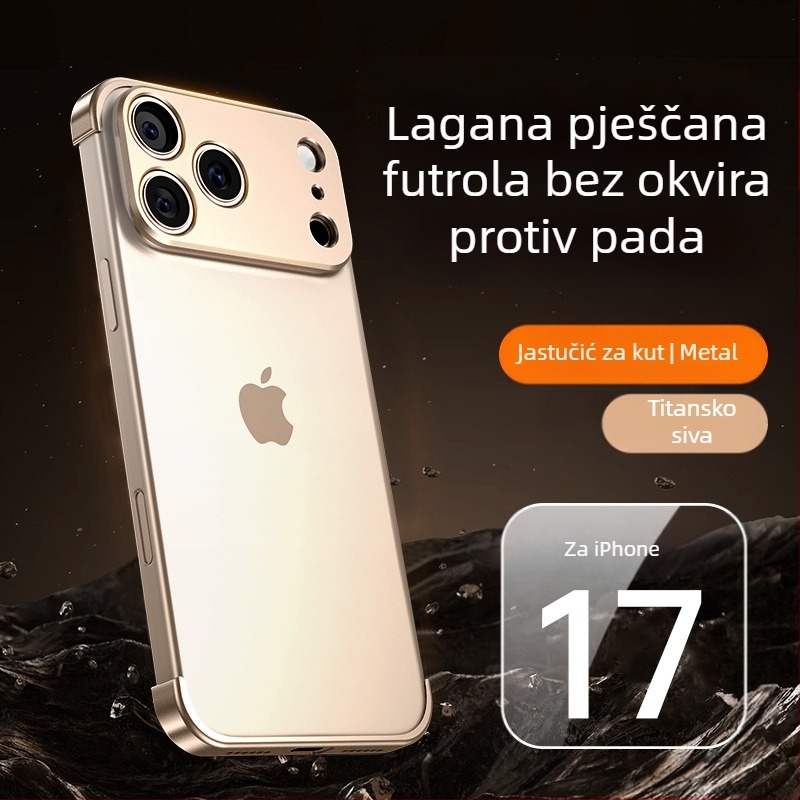 Metalna podloga s četiri kuta za futrolu iPhone 17 Pro Max, ultra-tanki zaštitnik leće bez okvira