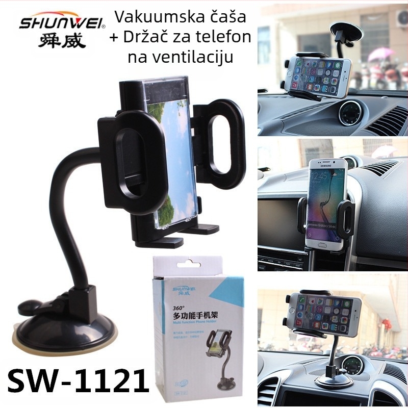 Držač za telefon u automobilu s otvorom za ventilaciju i rotirajućim nosačem, dugačak nosač, ABS, model SD-1121, tisak logotipa, mogućnost privatne marke