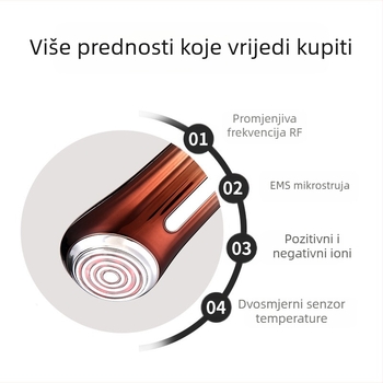 Uređaj za lice s RF, ultrazvukom i EMS mikrostrujnim masažom – crvena svjetlost, prijenosan, IPX6 vodootporan