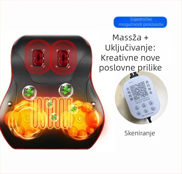 Masirajući jastuk u obliku jabuke s 6+ masažnih glava za vrat, leđa, struk, bokove i noge; 3. brzina; mehanički masažni jastuk