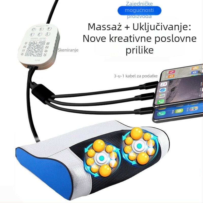 Masirajući jastuk u obliku jabuke s 6+ masažnih glava za vrat, leđa, struk, bokove i noge; 3. brzina; mehanički masažni jastuk