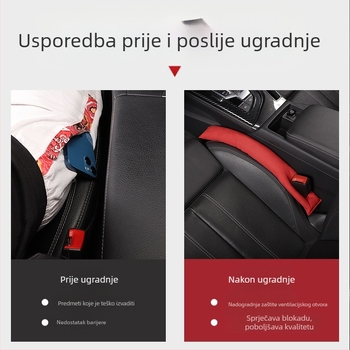 Popunjivač praznine između prednjih sjedala automobila s velurovom unutrašnjom oblogom