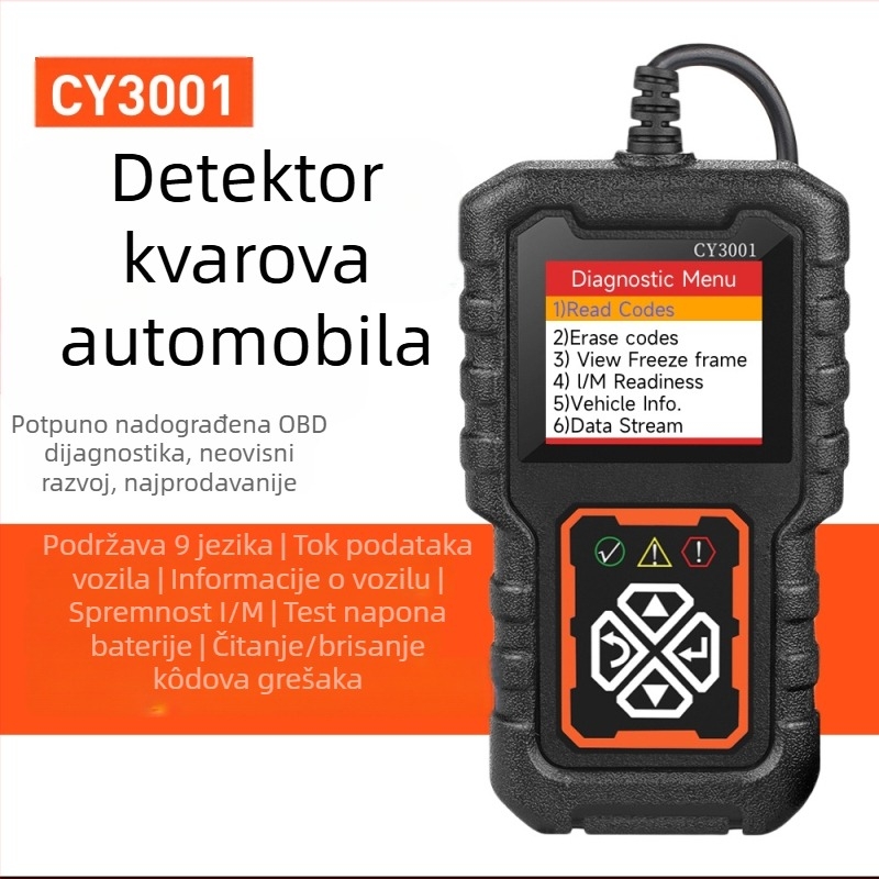 CY3001 OBD II automobilni uređaj za dijagnostiku kvarova, 9-16V, radna temperatura -40 do 65 °C