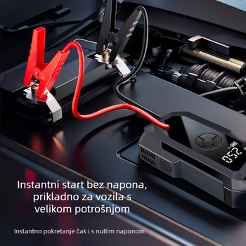 Prijenosna automobilna pumpa za zrak, bežična, s digitalnim zaslonom, osvjetljenjem i USB punjenjem — 14.8V, do 80W, 30 L/min