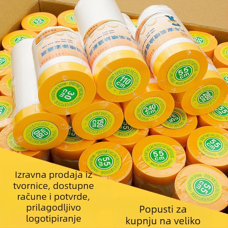 PE maskirajuća folija s papirnom pozadinom, za lakiranje automobila i unutarnje uređenje, ljepilo na bazi vode, viskoznost visoka, jezgrom od papira