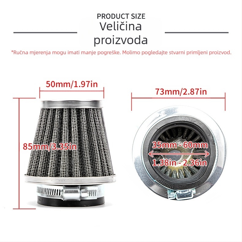 Zračni filter za motocikl s glavom u obliku gljive - visok protok zraka