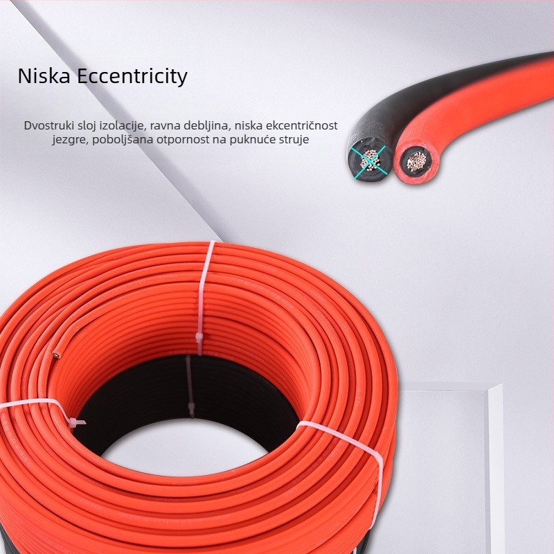 Fotovoltni DC kabel za solarnu instalaciju, bakreni vodnik visoke čistoće, presjek 2,5–35 mm², PV1-F dvostruka izolacija, CE i 3C certificirano