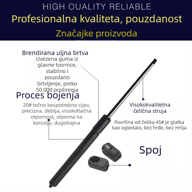 Gasna šipka za poklop motora za Volkswagen – slobodni tip plinske opruge, kompresijsko djelovanje, materijal: čelična opruga, hod 160 mm, udaljenost montaže 400 mm