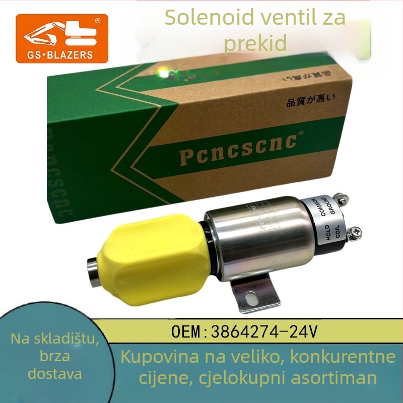JGS 24V elektromagnetni ventil za gašenje plamena, 3864274, za bager R225-7