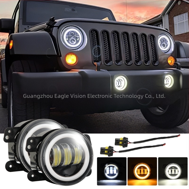 LED svjetlo za maglu za Jeep Wrangler terenac vozilo s aluminijskim kućištem, 6000K, reflektirajuća čašica, struja 0.75 A