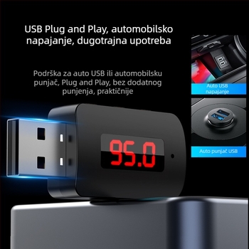 Bluetooth 5.4 USB audio prijemnik/pošiljač MX-M10 za automobil, Plug & Play, 100 Mbps, domet 10 m