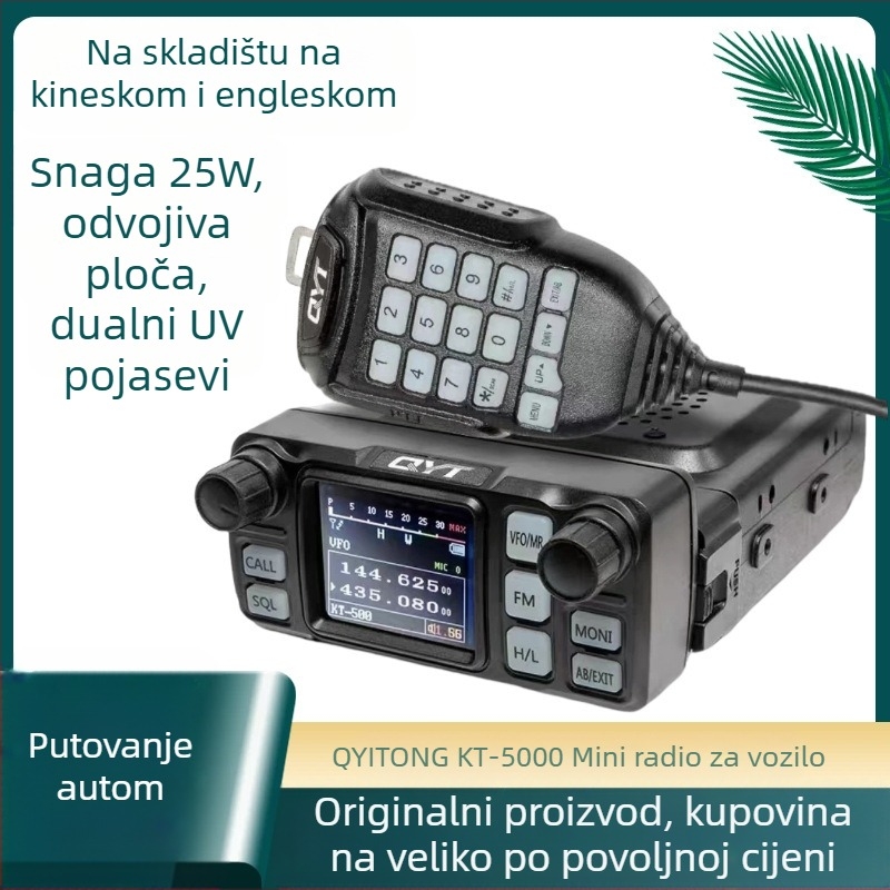 Quanyitong QYT KT-5000 automobilna radiostanica, kompletni uređaj, 25W, UV frekvencijski raspon, domet 10-50 km