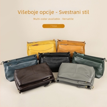 WESTAL Ženska kožna torba za rameno / crossbody, koža prvog sloja tele, vodoravni kvadratni oblik, zatvaranje na zip, urbanistički jednostavan stil