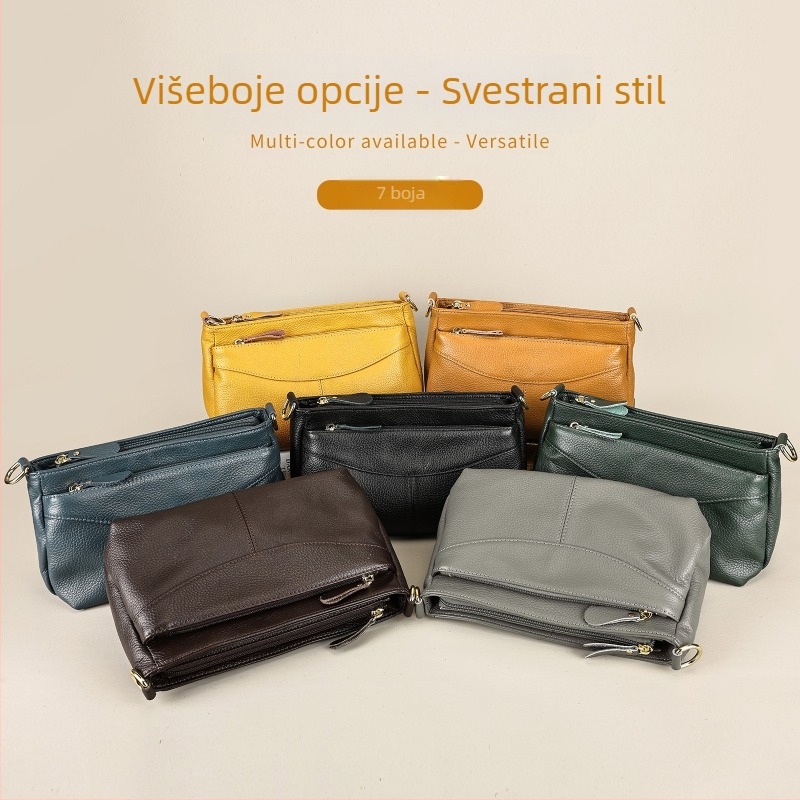 WESTAL Ženska kožna torba za rameno / crossbody, koža prvog sloja tele, vodoravni kvadratni oblik, zatvaranje na zip, urbanistički jednostavan stil