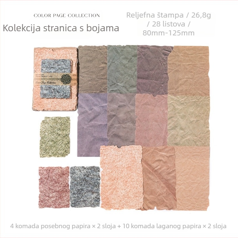 Papir za izradu – serija Light & Shadow, vintage dnevnik DIY podloga, 28 listova, 6 dizajna