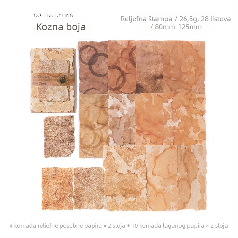 Papir za izradu – serija Light & Shadow, vintage dnevnik DIY podloga, 28 listova, 6 dizajna