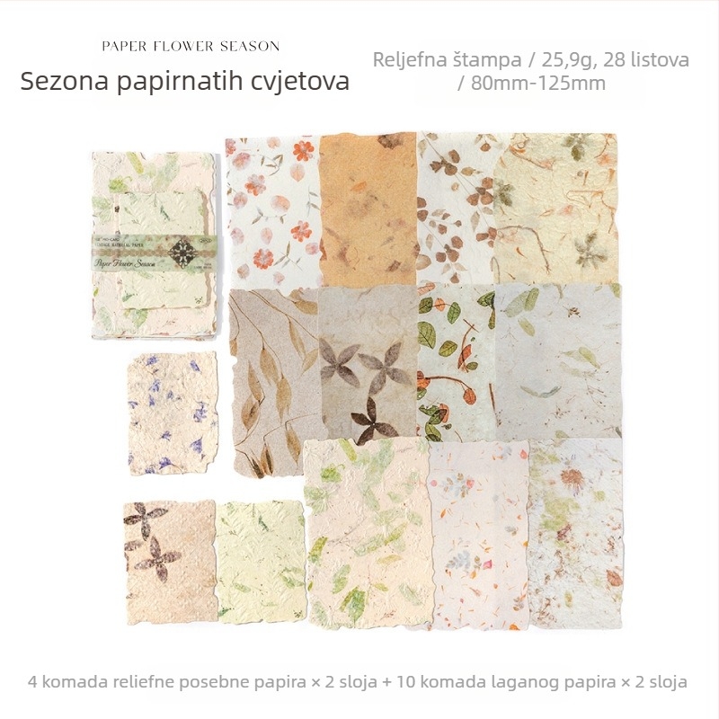 Papir za izradu – serija Light & Shadow, vintage dnevnik DIY podloga, 28 listova, 6 dizajna