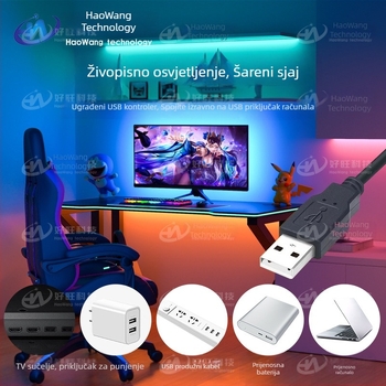 5V USB RGB LED traka s Bluetooth upravljanjem i glazbenim režimom za pozadinu televizora
