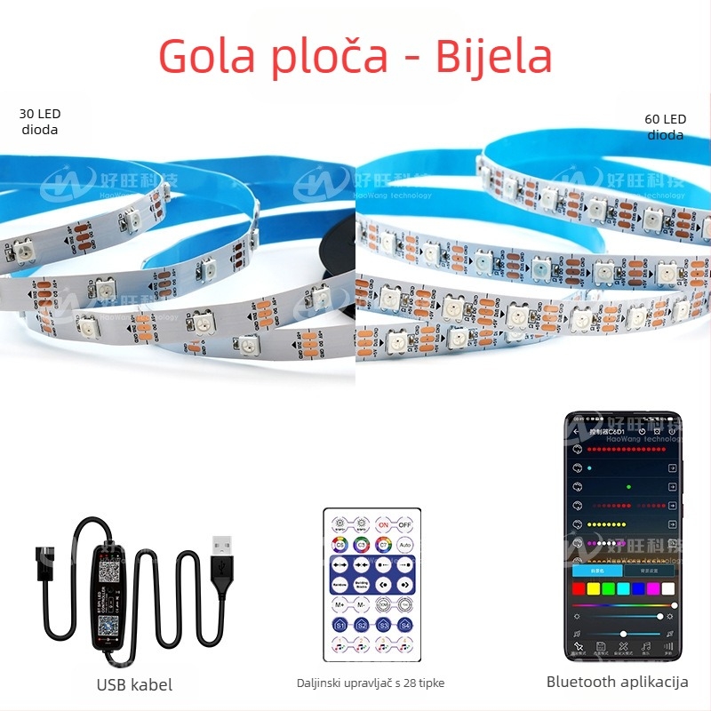5V USB RGB LED traka s Bluetooth upravljanjem i glazbenim režimom za pozadinu televizora