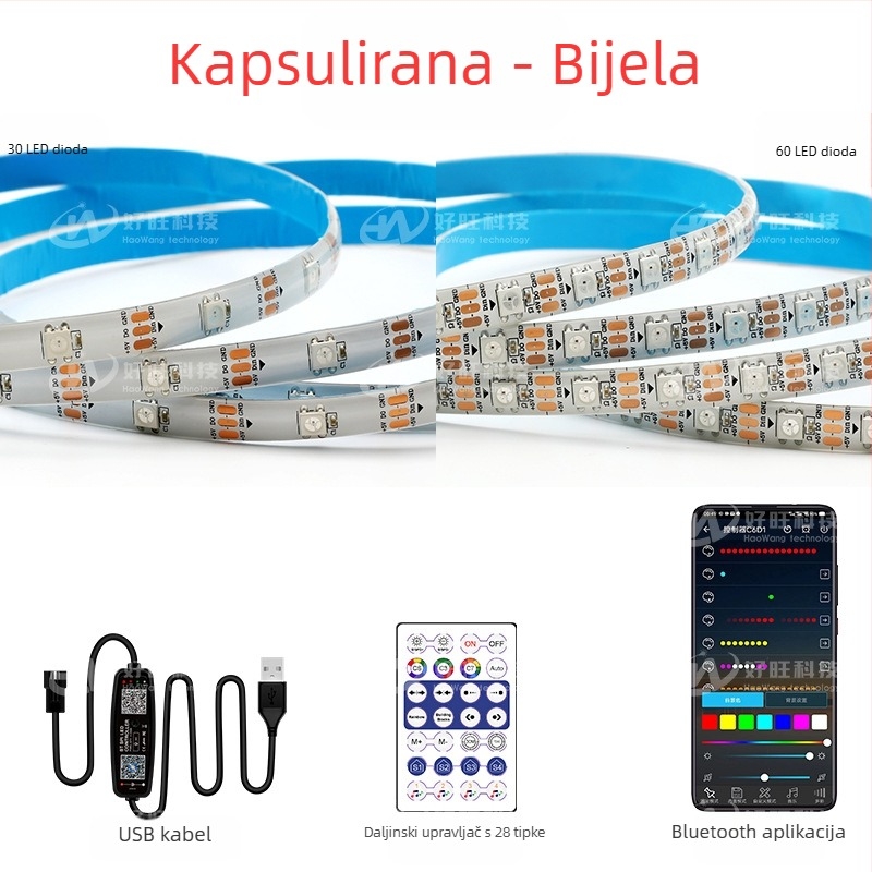5V USB RGB LED traka s Bluetooth upravljanjem i glazbenim režimom za pozadinu televizora