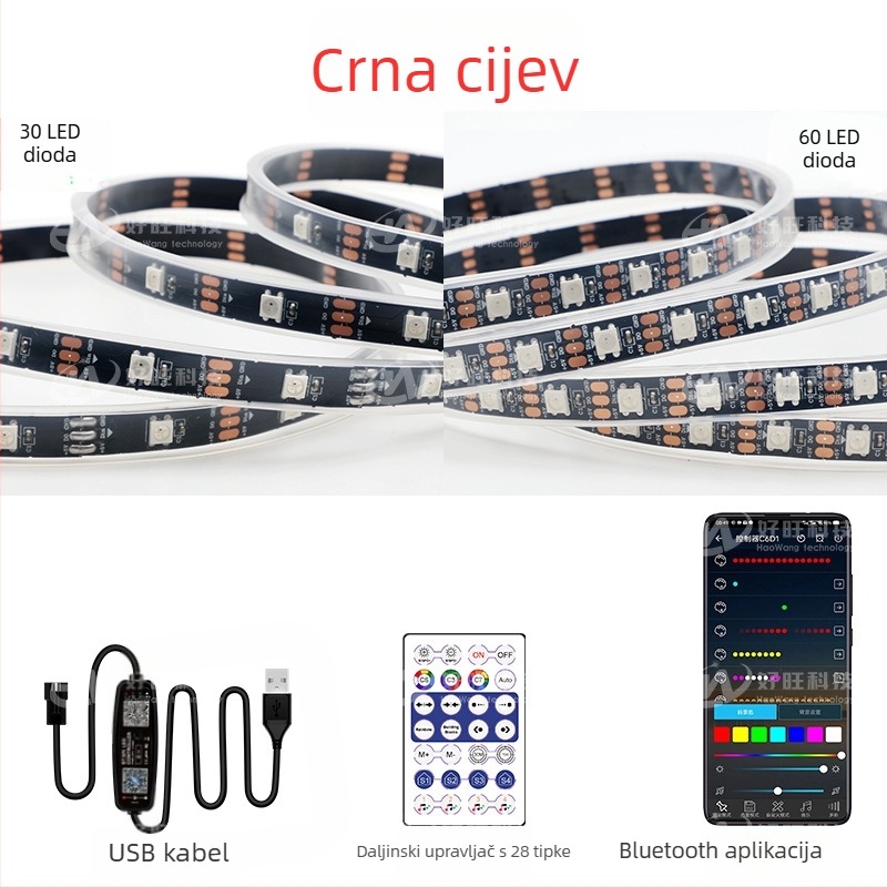5V USB RGB LED traka s Bluetooth upravljanjem i glazbenim režimom za pozadinu televizora