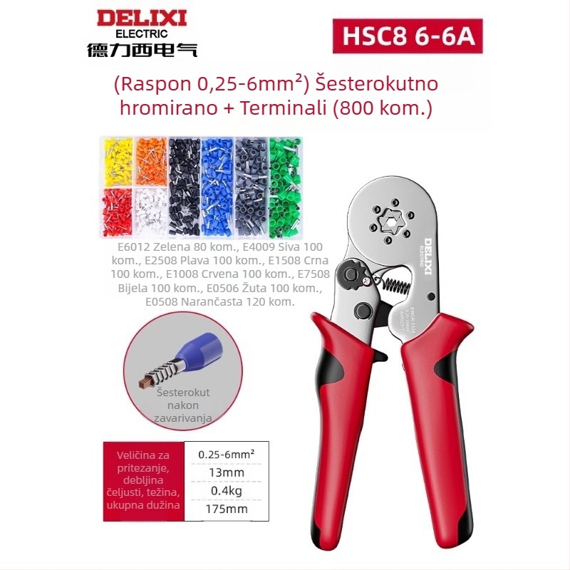Delixi Višenamjenski kliješta za terminale – iglični tip, hladno lisanje, legirana čelika