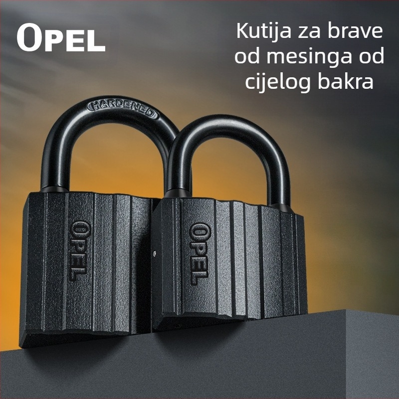 Kućna brava padlock - bakreno tijelo, vodootporna, mat završna obrada; Model W-BLACK-DX; Marka OPEL; Namjena: ormari, vrata prostorija, skladišta