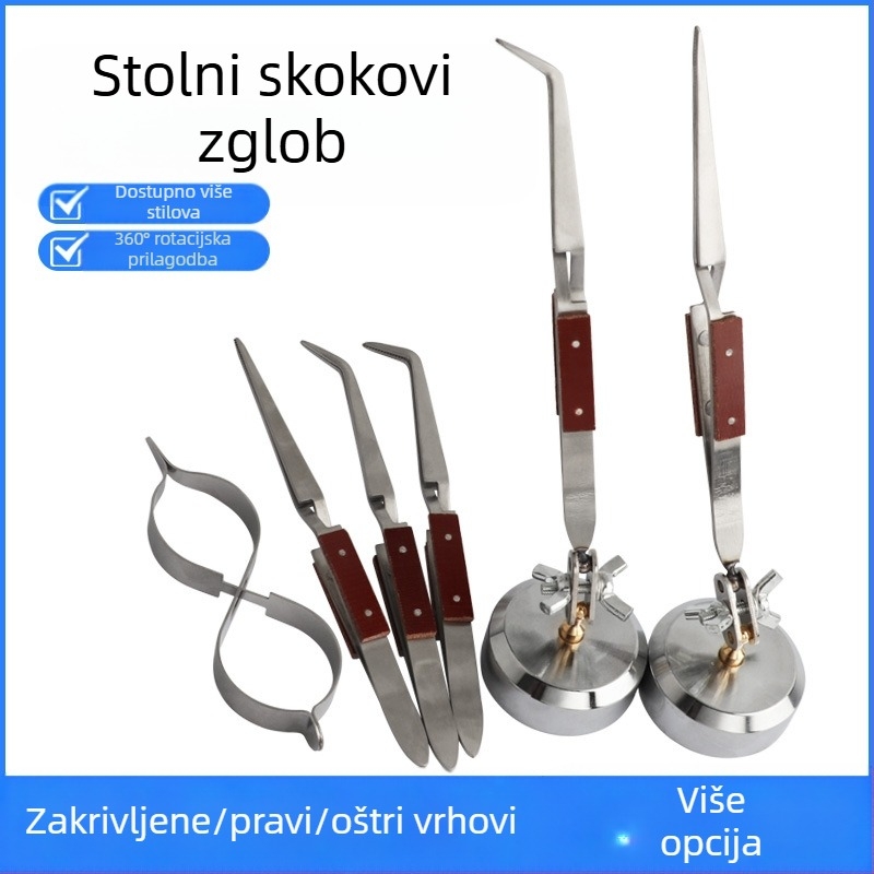 Univerzalna svornica za zavarivanje, stolni dizajn s kutom, obrnuti klip, s ravnim i zakrivljenim čeljustima, protuklizni zubi