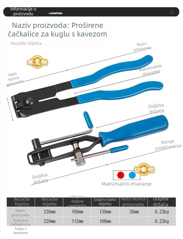 Set alata za uklanjanje Dust cover ball cage za cjevni sklop, SUMEDA, ugljični čelik, vodootporan, težina 0.23