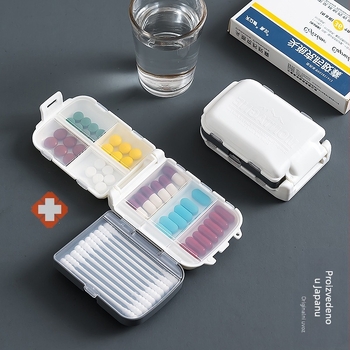 Kutija za tablete, sklopiva s pregradama i poklopcem, PP plast, prenosni organizator lijekova