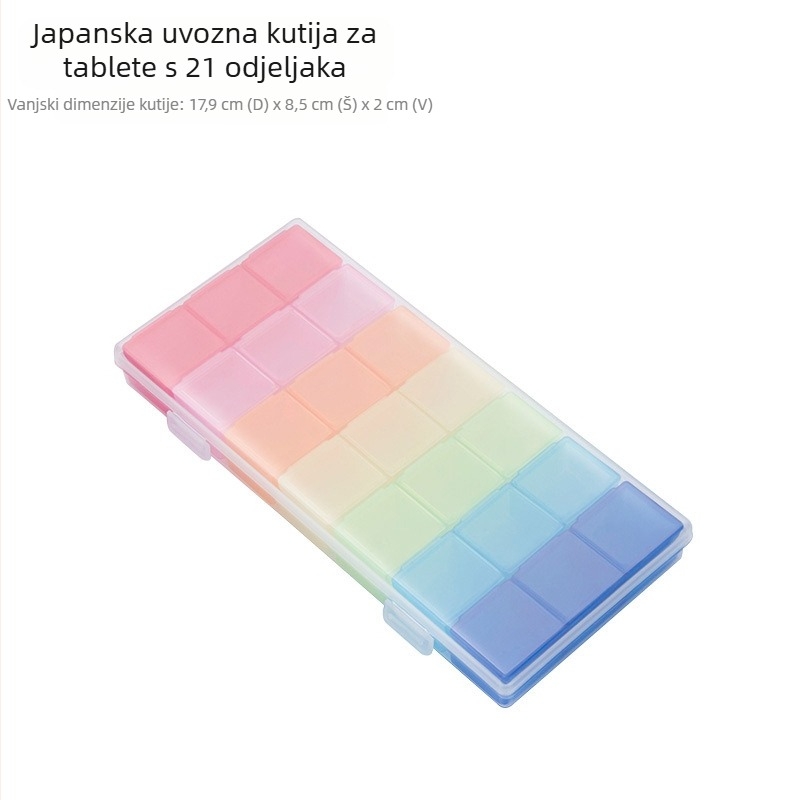 Kutija za tablete, sklopiva s pregradama i poklopcem, PP plast, prenosni organizator lijekova