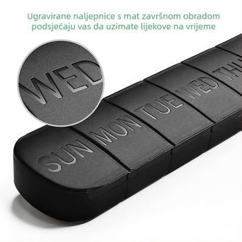 Prijenosna plastična kutija za tablete sa 7 odjeljaka, Model 361, otisak logotipa