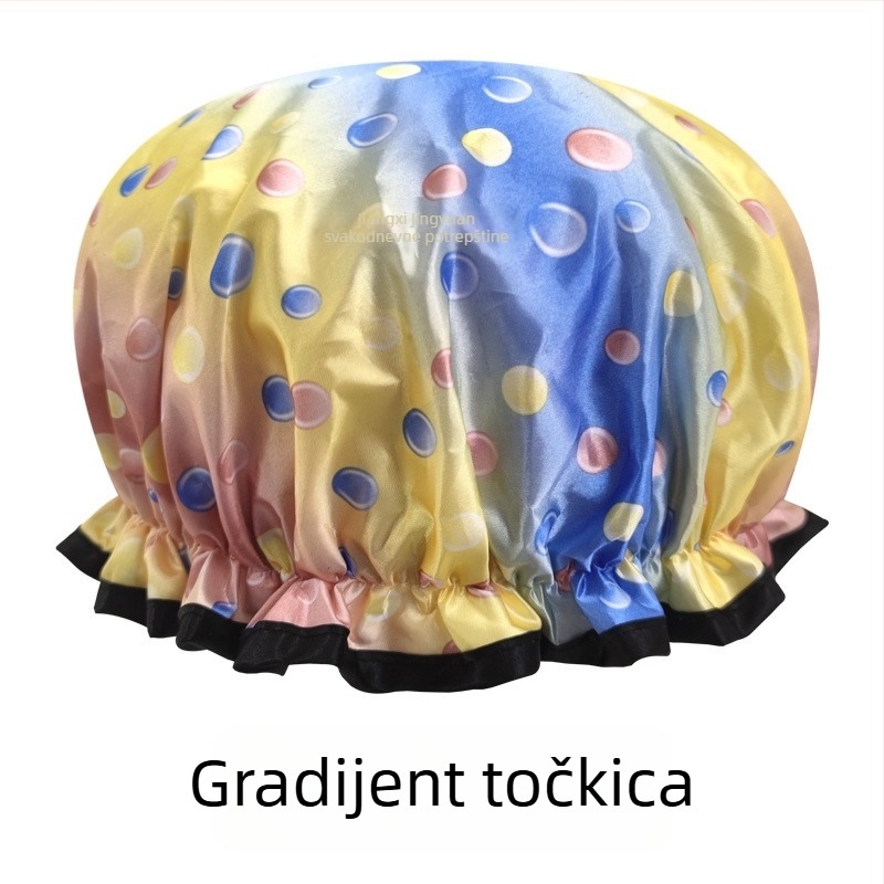 Ženska PEVA kapa za tuširanje, vodootporna, dvostruka konstrukcija, bez loga, prilagodljiva