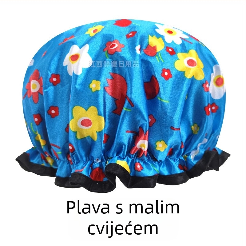 Ženska PEVA kapa za tuširanje, vodootporna, dvostruka konstrukcija, bez loga, prilagodljiva