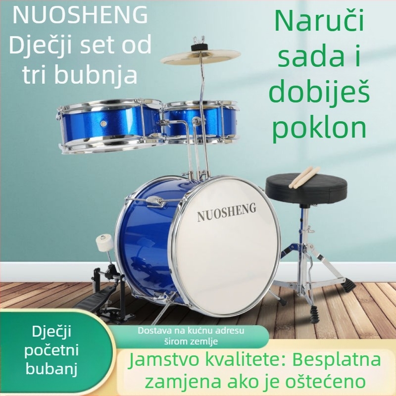 Novoicing Dječji bubnjarski set, 3 dijela, igračka bubnjevi za početnike