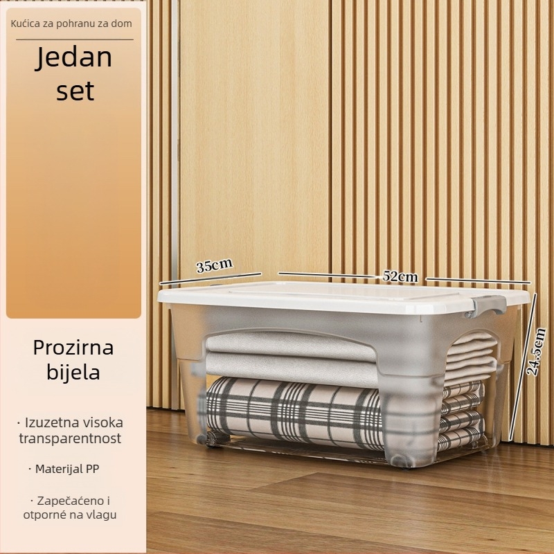 Plastična kutija za skladištenje s kotačićima – višenamjenska, kapacitet 50–60 L, otporna na prašinu i vlagu, modeli 5501–5506