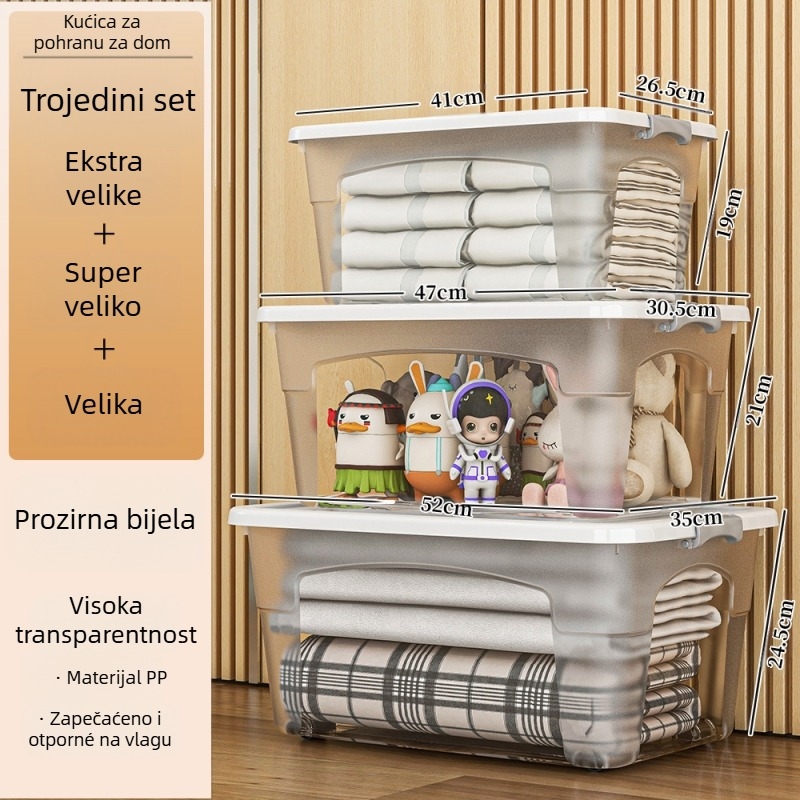 Plastična kutija za skladištenje s kotačićima – višenamjenska, kapacitet 50–60 L, otporna na prašinu i vlagu, modeli 5501–5506