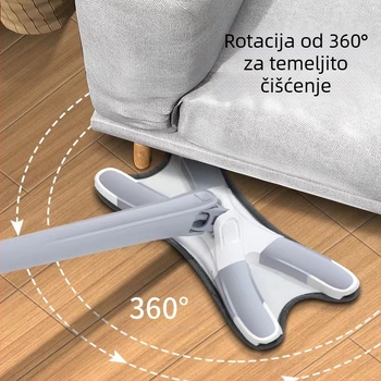 Plošni mop s leptir-klipsom — bez potrebe za uporabom ruku, sklopivi, za mokro i suho čišćenje