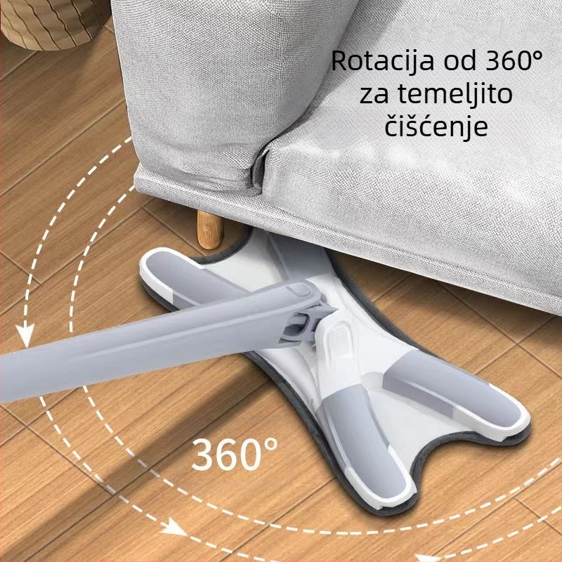 Plošni mop s leptir-klipsom — bez potrebe za uporabom ruku, sklopivi, za mokro i suho čišćenje