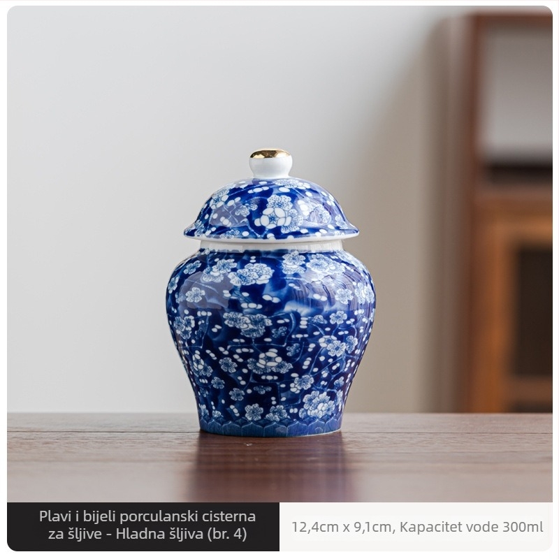 Keramičke čajne posude s motivom šljivinog cvijeta, 2 kg, svijetlo luksuzni retro stil