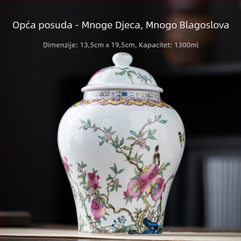 Keramičke čajne posude s motivom šljivinog cvijeta, 2 kg, svijetlo luksuzni retro stil