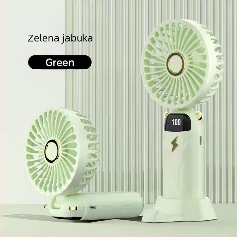 Ručni USB punjivi sklopivi ventilator s 5 lopatica, 5 brzina, izmjenjiva baterija 1000–1200 mAh, buka 45–50 dB