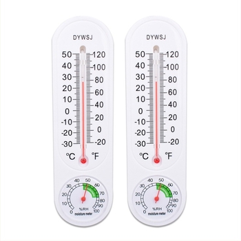 Zidni higrometar s termometrom, analogni pokazivač, raspon temperature -30 do 50°C, raspon vlage 0-100% RH, točnost temperatura ±1°C, točnost vlage ±5%
