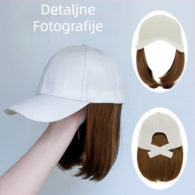 Perika s kapom, bob frizura, termički otporna vlakna, srednja do dugačka dužina, korejski stil