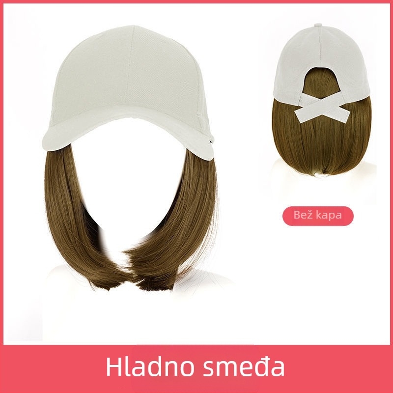 Perika s kapom, bob frizura, termički otporna vlakna, srednja do dugačka dužina, korejski stil