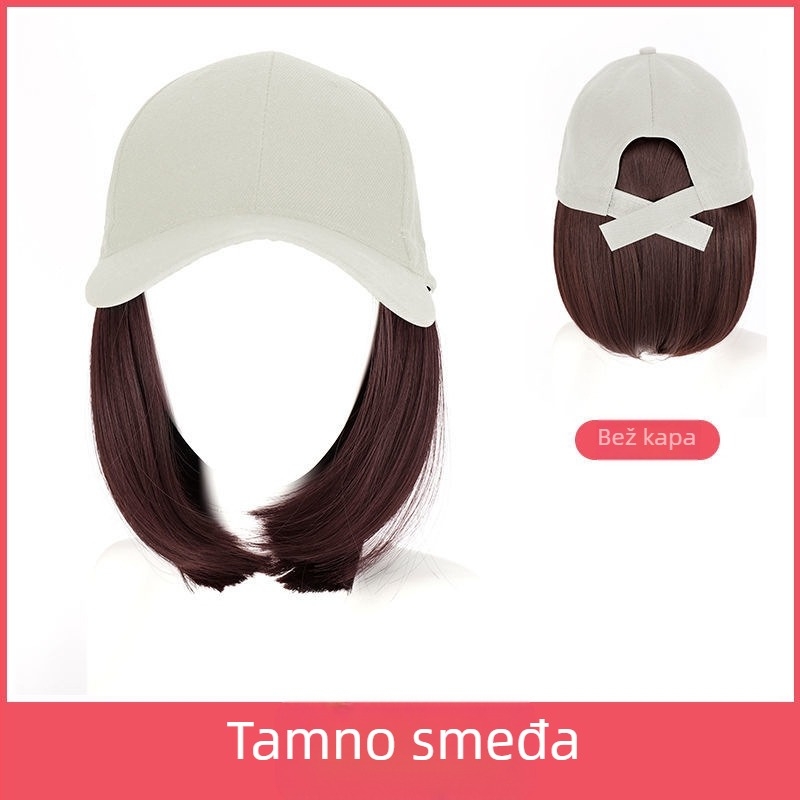 Perika s kapom, bob frizura, termički otporna vlakna, srednja do dugačka dužina, korejski stil