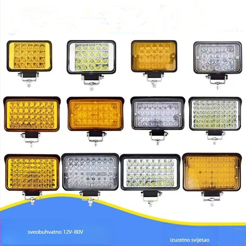 Višestruki LED spot za vozila – 144W, 12–80V, IP67, avionski aluminij, trajanje 30000h