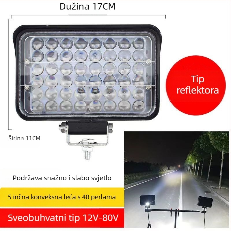 Višestruki LED spot za vozila – 144W, 12–80V, IP67, avionski aluminij, trajanje 30000h