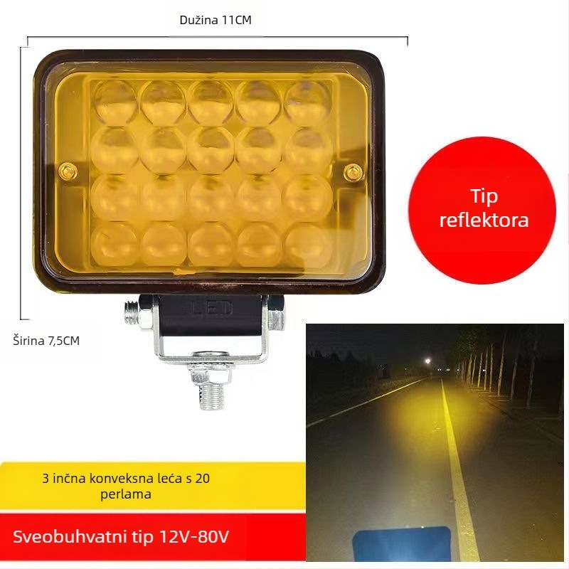 Višestruki LED spot za vozila – 144W, 12–80V, IP67, avionski aluminij, trajanje 30000h